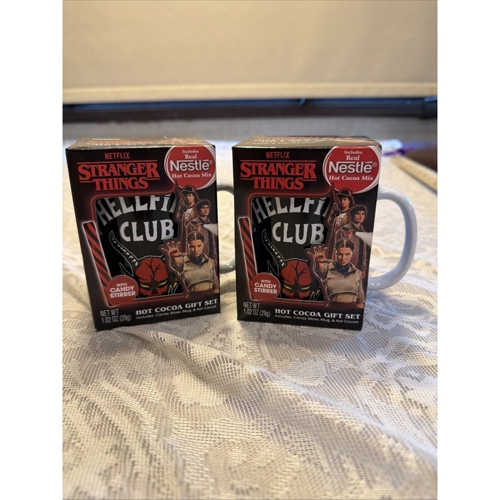 2-Stranger Things Hellfire Club Mug & Nestle Hot Cocoa Gift Set Brand New